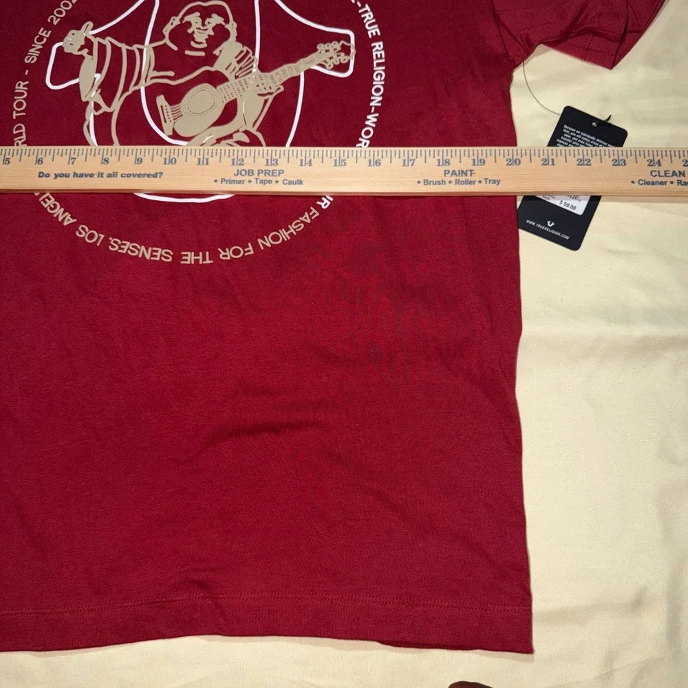 True Religion Mens Red World Tour Buddha Graphic T-Shirt XL NWT